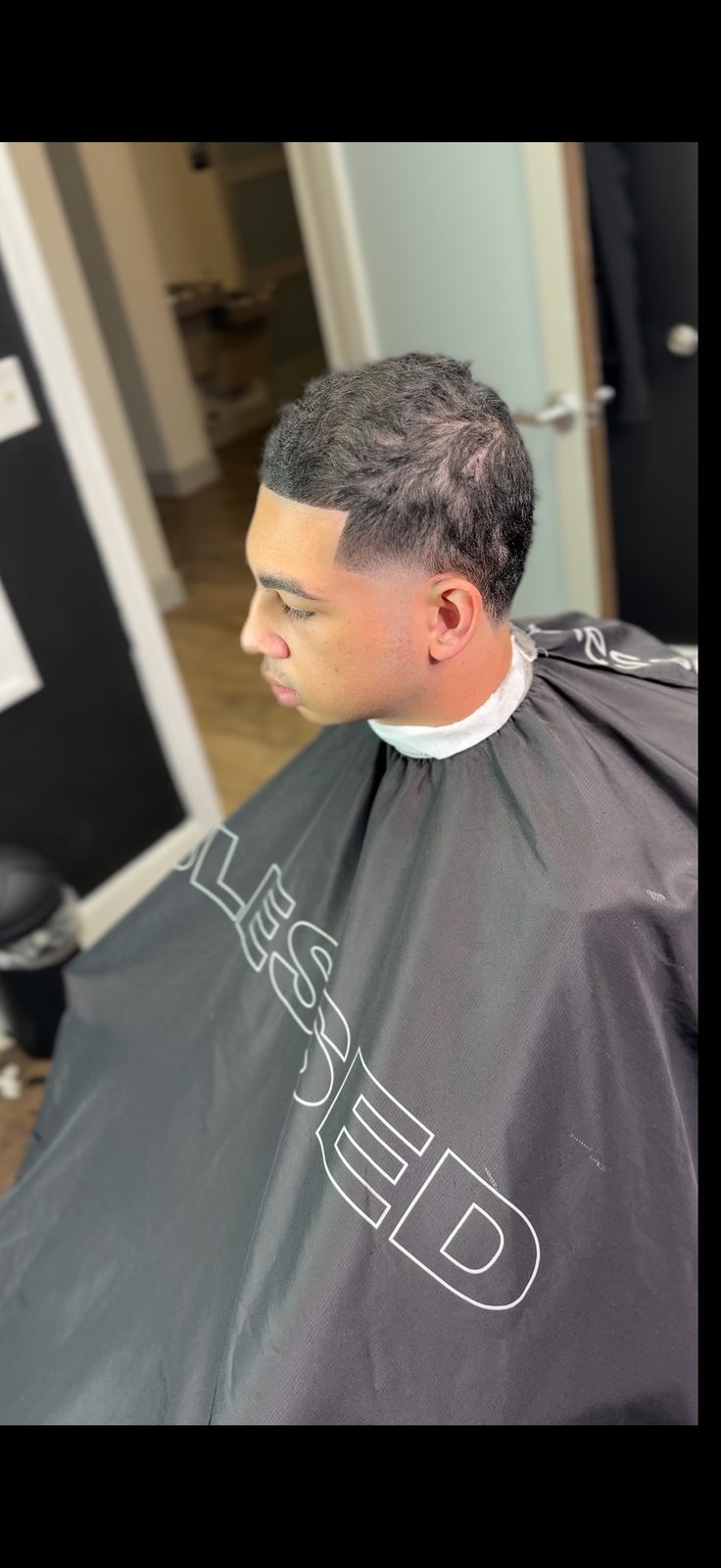 Clean fade haircut, side view, by Larry The Barber